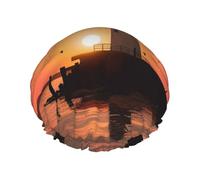 Lighthouse Sunrise Shower Cap for Women Double Layers Thick Hair Caps Reusable Waterproof Bath Caps with Elastic Band Hair Hat Washable Shower Hat for Men Women Spa Salon