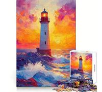 Lighthouse Sunset 1000 Piece Jigsaw Puzzles for Teenagers Jigsaw Brain Logic Stress Free Family Fun Santa Surprise (50x75cm)