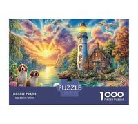 Lighthouse Sunset 1000Pieces JigsawPuzzles Chihuahua Sunset ForAdult Colourful LargePiecePuzzles Age12+byth Challenging The Impossible Difficult Game Brainteasing Adults 52x38cm/1000pcs