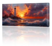 Lighthouse Sunset Paint by Numbers, Large Paint by Numbers for Adults, DIY Oil Painting Kit for Kids Beginner, Hobbies for Adults Women, Canvas Acrylic Paints Craft Set, Gifts for Women 16x32in w-196