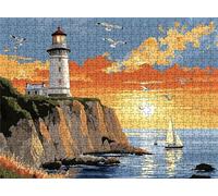 Lighthouse Sunset Puzzle - 5000 Piece Jigsaw Puzzles for Adults - The Back Features Printed Letter Guides - and The Pieces fit Together Snugly - Wooden Puzzles for Adults 61.6 X 41.5 Inch s7h-29