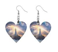 Lighthouse Sunshine Artistic Wooden Earrings Pendant Vintage Earring Hooks Trendy Vacation Dangle Boho Eardrop Love