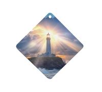 Lighthouse Sunshine Car Aromatherapy Tablets Air Freshener Hanging Scented Cards for Rooms Bathrooms Wardrobe Rhombus