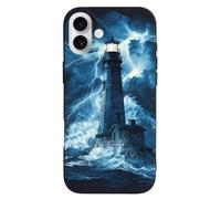 Lighthouse Thunder And Storm Printed Phone Cover Case Compatible with iPhone 16/16 Plus/16 Pro/16 Pro Max/16 E Funny Lightweight TPU Phones Protector