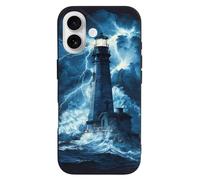 Lighthouse Thunder And Storm Printed Phone Cover Case Compatible with iPhone 16/16 Plus/16 Pro/16 Pro Max/16 E Funny Lightweight TPU Phones Protector