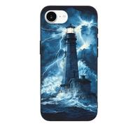 Lighthouse Thunder And Storm Printed Phone Cover Case Compatible with iPhone 16/16 Plus/16 Pro/16 Pro Max/16 E Funny Lightweight TPU Phones Protector