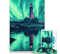 Lighthouse Under Aurora Borealis 1000 Adult Pieces Jigsaw Puzzle Enjoyable Game Nice Thick Family Enjoyable Art Piece (38x52cm)