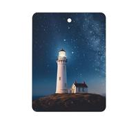 Lighthouse Under Starry Night Car Air Freshener Hanging, Long Lasting Scented Car Aromatherapy Tablets, Square Fragrance Scented Cards for Vehicles, Bedroom, Wardrobe Gray-style