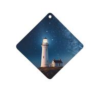 Lighthouse Under Starry Night Car Air Freshener Hanging, Long Lasting Scented Car Aromatherapy Tablets, Rhombus Fragrance Scented Cards for Vehicles, Bedroom, Wardrobe Black-style