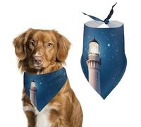 Lighthouse Under Starry Night Dog Bandana Triangle Dog Scarf Washable Polyester Dog Bibs Cute Pet Bandana for Medium Large Dogs Puppy and Cats