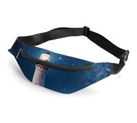 Lighthouse Under Starry Night Fanny Packs with Zipper, Personalized Waist Bags with Multiple Pockets, Adjustable Sling Bag for Travel, Waterproof Belt Bag, Crossbody Bags for Unisex