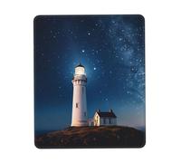 Lighthouse Under Starry Night Sky Mouse Pad with Non-Slip Rubber Base 8.3 x 10.3 in Mouse Mat with Stitched Edge Gaming Mousepad for Wireless Mouse Computer Laptop Home Office Desk Pad