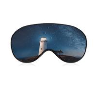 Lighthouse Under Starry Night Sky Sleep Mask Eye Mask for Sleeping Breathable Blackout Sleeping Masks with Adjustable Strap Soft Eye Cover Comfortable Blindfold Eyeshade for Night Sleeping Travel Nap
