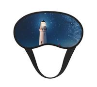Lighthouse Under Starry Night Sky Sleep Mask for Side Sleeper, Blackout Sleep Eye Mask Comfortable Blindfold Eyeshade Soft Breathable Sleeping Mask with Elastic Strap Silk Eye Covers for Travel