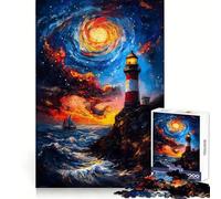 Lighthouse Under Starry Sky Hard Jigsaw Puzzle for Adults 1000 Pieces Recall Boost Accurate Cut Real Challenge Home Art (38x26cm)