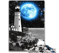 Lighthouse Under The Blue Moon 2000 Pieces Jigsaw Puzzle For Adults Teens,Decompressing Intellectual Educational Toy Birthday Present,Gifts,Wall Art (70X100cm)