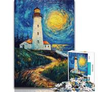 Lighthouse Under The Night Sky 1000 Piece Jigsaw Puzzles for Adults Gifts,Stress Reliever Difficult Challenge Deal As Gifts for The Whole Family (75x50cm)