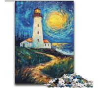 Lighthouse Under The Night Sky Jigsaw Puzzles for Teenagers 2000 Pieces, Decompressing Intellectual Educational Toy Educational Game for Birthday, Chrismas (70x100cm)