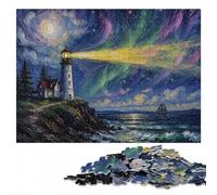 Lighthouse Under the Northern Lights Jigsaw Puzzle for Adults, 300 Pieces | Adult Puzzle - hands-on indoor leisure alone or together.