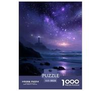 Lighthouse Under The Starry Sky Jigsaw Puzzles Puzzle for Adults Kids. 1000 Pieces Interesting Whimsical Challenge Toy Educational Game Home Decoration for Educational Games Gifts 38x26cm/1000pcs