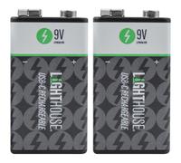 Lighthouse USB-C Rechargeable Li-ion 9v Battery Pack of 2