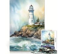 Lighthouse Watercolor 1000 Piece Jigsaws for Adults DIY Play Firm Edge Pattern Assemble Furniture Decor (50x75cm)