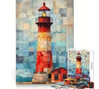 Lighthouse Watercolor Art Jigsaw Puzzles for Adults 1000 Pieces Logic Skill Decompress Family Bond Great Gift (38x26cm)