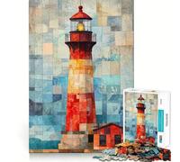 Lighthouse Watercolor Art Puzzles for Adults 1000 Puzzles Cognitive Skill Precise Connection Fun Challenge Santa Surprise (38x52cm)