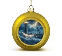 Lighthouse Wave Boat Ship Thunder Christmas Balls for Tree Decoration PC Baubles Hanging Ornaments Festive Decor 1PCS