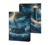Lighthouse Wave Boat Ship Thunder Stylish Tablet Case Compatible with iPad Pro 2020/2021/2022 (12.9in) TPU Anti-Scratch Covers