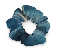 Lighthouse Wave Boat Ship Thunder Women Scrunchies for Ponytail Holders Soft Satin Elastic Hair Ties for All Hair Types