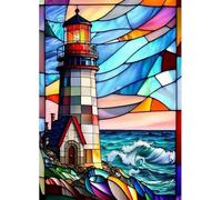 Lighthouse Waves Color Paint by Numbers,Paint by Number for Adults,DIY Hand Painted Oil Painting Kit on Canvas,with Brushes Acrylic Pigment Drawing for Home Wall Decoer 40x50cm,with Frame