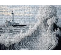 Lighthouse Waves Puzzle - 1500 Piece Jigsaw Puzzles for Adults - The Back Features Printed Letter Guides - and The Pieces fit Together Snugly - Wooden Puzzles for Adults 34.3 X 22.4 Inch s7h-320