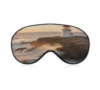Lighthouse Waves Sleep Mask Block Light Eye Sleep Shade Cover Comfortable Lightweight Sleeping Blindfold Soft Breathable Night Eye Cover Adjustable Band Eye Mask for Men Women