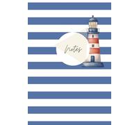 Lighthouse, white and blue, best lined notebook for YOU, A5, your thoughts, your diary and journal: made with love. Sana Amari