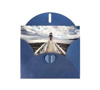 Lighthouse With Beautiful Cloud Pattern Blank Greeting Cards For Birthdays, Valentine'S Day, Parties, Weddings, 4x6 Inches Blue Envelope