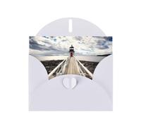 Lighthouse With Beautiful Cloud Pattern Blank Greeting Cards For Birthdays, Valentine'S Day, Parties, Weddings, 4x6 Inches White Envelope
