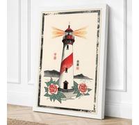 Lighthouse with Dragonfly Canvas Wall Art Print 18x12 Inch (46 x 30 cm)