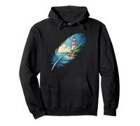 Lighthouse Within a Feather Coastal Tranquility Pullover Hoodie
