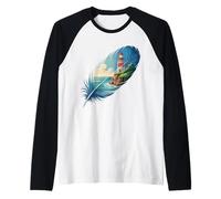 Lighthouse Within a Feather Coastal Tranquility Raglan Baseball Tee