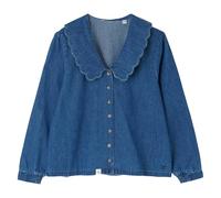 LightHouse Women's Ada Wash Denim Blouse - Long Sleeve - Scalloped Collar Neckline - Relaxed Fit - Front Button Fastening - Size 12