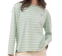 LightHouse Women's Causeway Breton Top - Ladies Long-Sleeved Cotton Stretch Tee - Soft Pistachio Stripe - 14