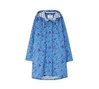 LightHouse Women's Long Beachcomber Jacket - Ladies 3/4 length Windproof Spring Summer Outdoor Coat with Hood - Marine Blue Floral - 16