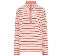 LightHouse Women's Shore Sweatshirt - Ladies Warm Half Zip Cotton Top - Coral Poppy Stripe - 14
