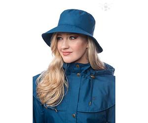 LightHouse Women's Waterproof Bucket Rain Hat - Wide Brim Lined Outdoor Headwear - Deep Sea - M