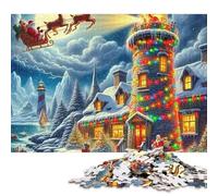 Lighthouse Wooden Jigsaw Puzzle 1000 Pieces for Adults Fun Stress Relief Toy Toy Intellectual Game Education Game Decoration Challenge Educational 1000pcs (75x50cm)