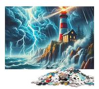 Lighthouse Wooden Jigsaw Puzzles for Adults Fun 1000 Piece Toy Intellectual Game Home Decoration Education Game Stress Relief Toy Premium & Durable 1000pcs (75x50cm)
