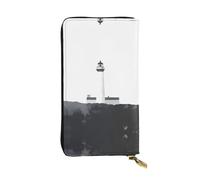 lighthouse Zipper leather wallet, 7.5 * 4.1 inch long clutch bag, multiple compartments and large capacity, a good gift for friends