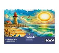 Lighthouse1000Piece JigsawPuzzlesSeaside Lighthouse ForAdults Challenging LargePiecePuzzles Age12+byth HomeDecoration Brainteasing Adults Jigsaw Puzzle 38x26cm/1000pcs
