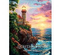 Lighthouses Coloring Book for Adults: 40 Beautiful Lighthouses for Relaxation and Stress Relief | Greyscale Coloring Pages